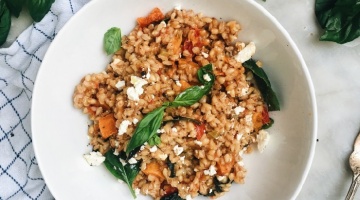 Risotto z pęczaku z pieczoną dynią i serem feta
